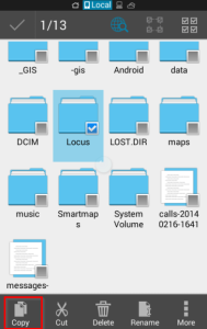 Copy Locus folder to the internal storage