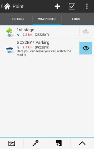 New geocaching screen - waypoints