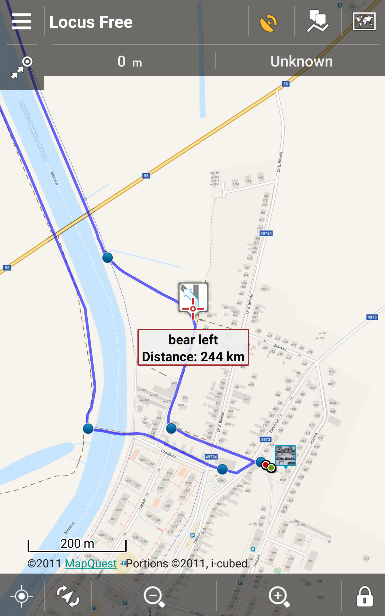 MapQuest map in an older version of Locus