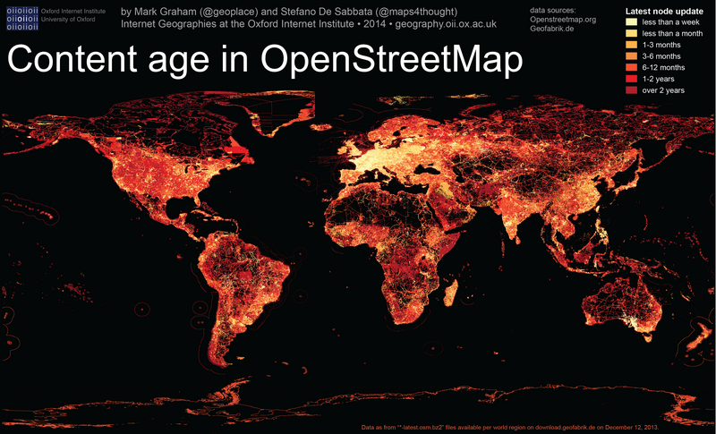 Mapa stáří dat OpenStreet Map