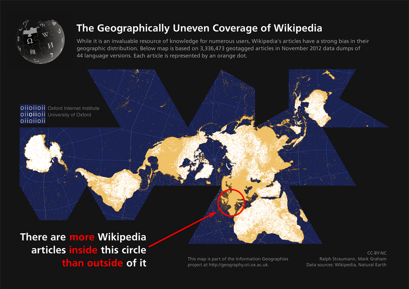 Mapa nerovnoměrnosti záznamů na Wikipedii