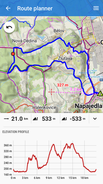 Elevation profile for easy and contextual route planning