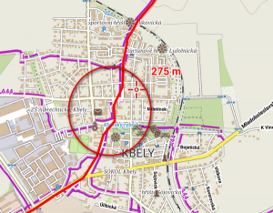 Záznam s intervalovým zapínáním GPS. Jsou patrné "zkratky".