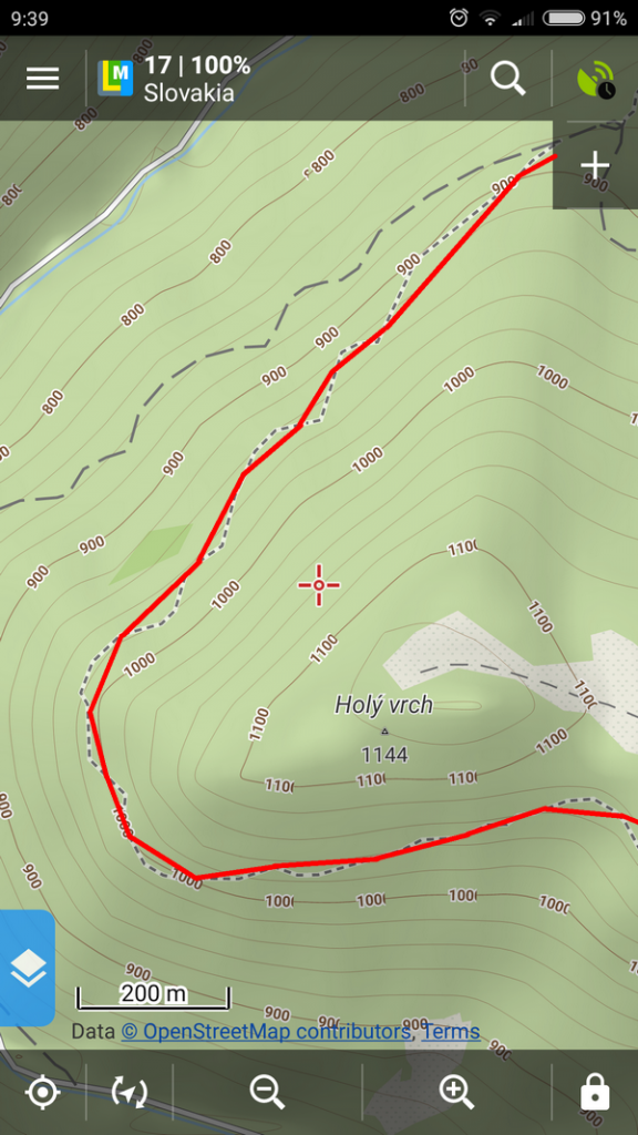 Ukázka použití automatického vypínání GPS v horském terénu