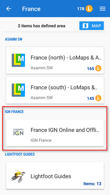 IGN maps in Locus Store