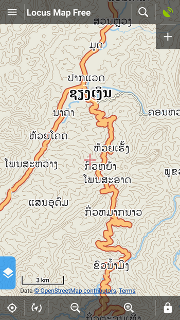 mapa Laos - původní