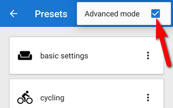 advanced mode of presets