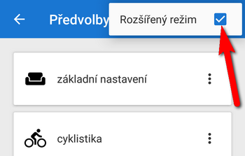 rozšířený režim předvoleb