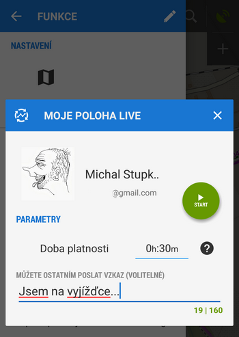 Moje poloha LIVE start