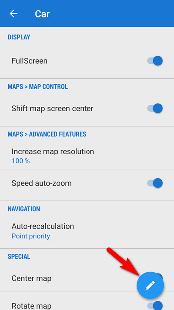 panel of preset settings switches