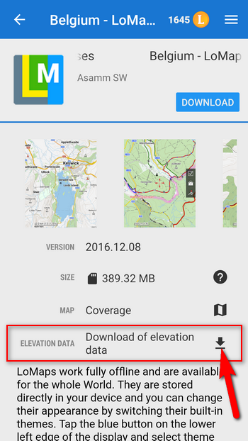 option to download elevation data individually