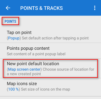 new point default location settings