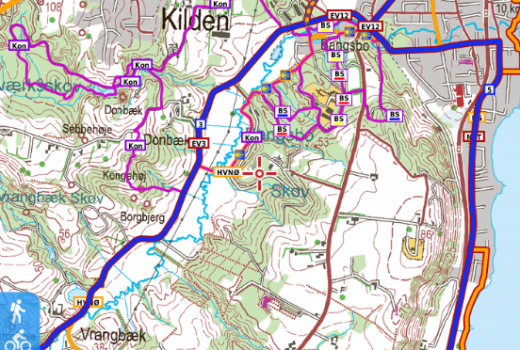 Topographic maps of Denmark inlcuding hiking and biking trails