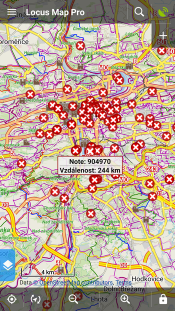 OSM Poznámky na mapě