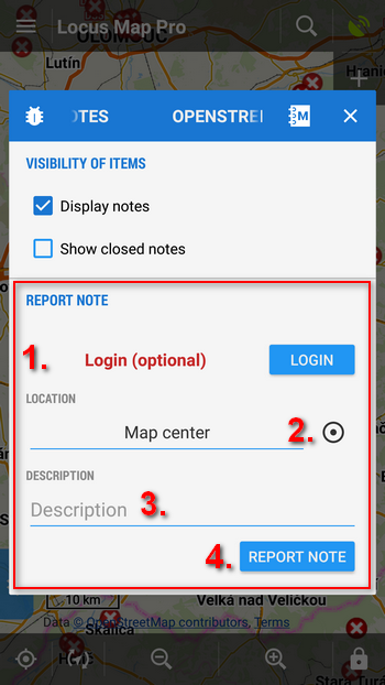 Add a new OSM Note